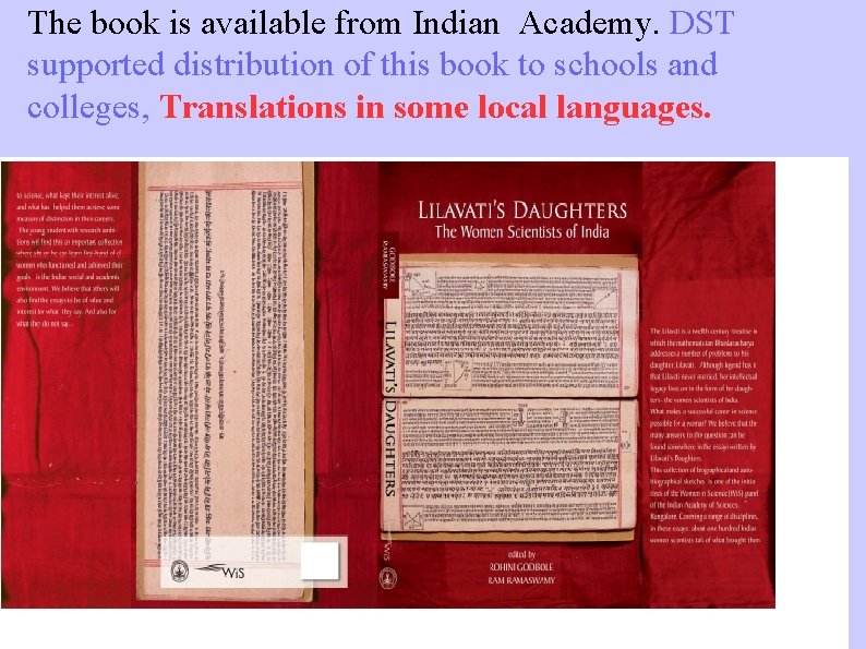 The book is available from Indian Academy. DST supported distribution of this book to