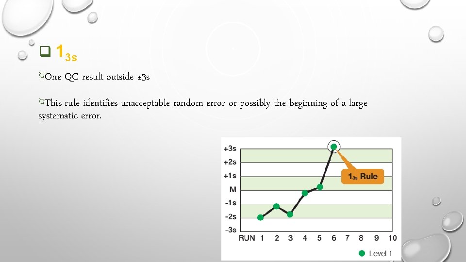 q 13 s ¤One QC result outside ± 3 s ¤This rule identifies unacceptable