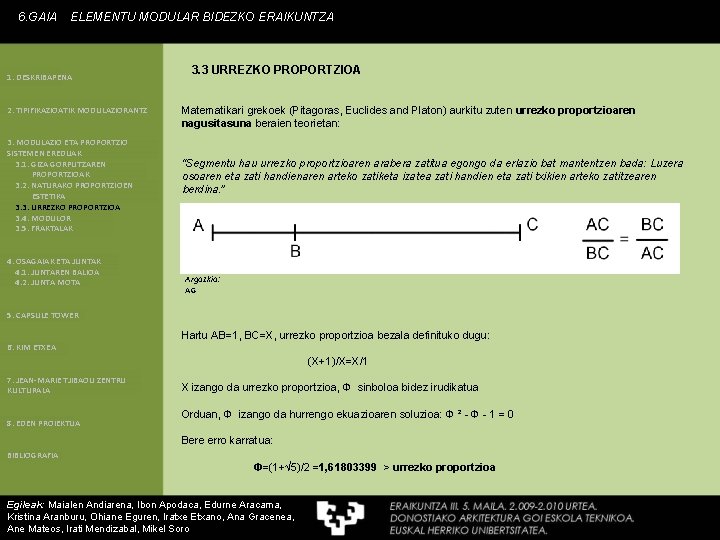 6. GAIA ELEMENTU MODULAR BIDEZKO ERAIKUNTZA 1. DESKRIBAPENA 2. TIPIFIKAZIOATIK MODULAZIORANTZ 3. MODULAZIO ETA