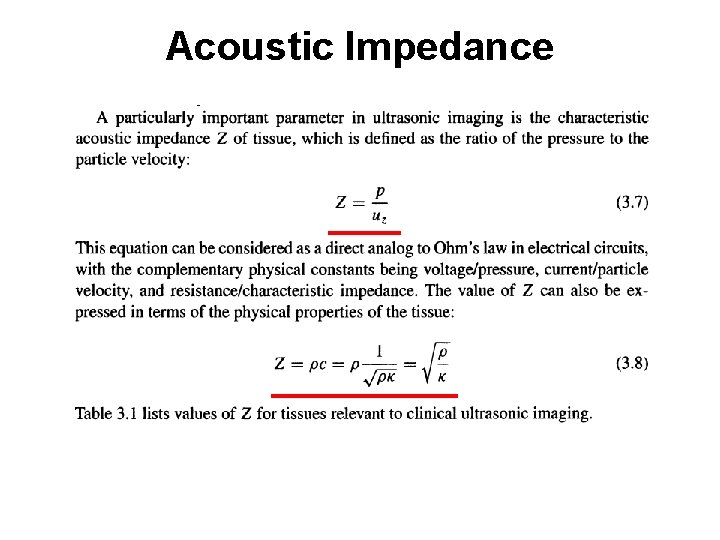 Acoustic Impedance Acoustic Impedance