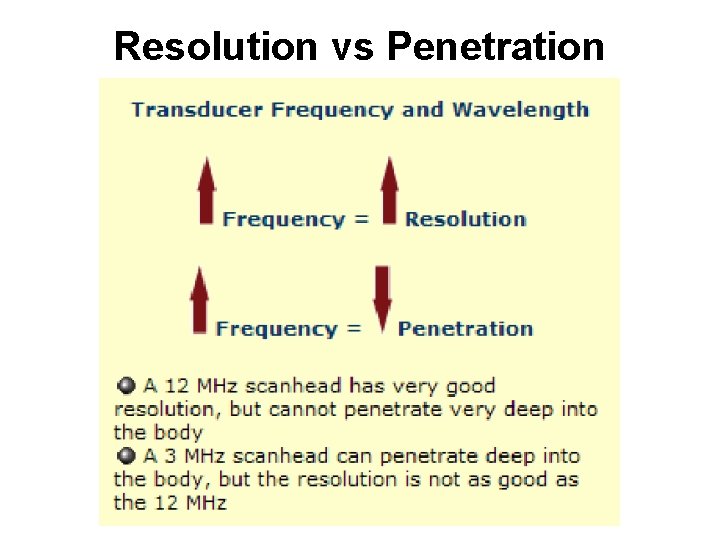 Resolution vs Penetration Resolution vs Penetration