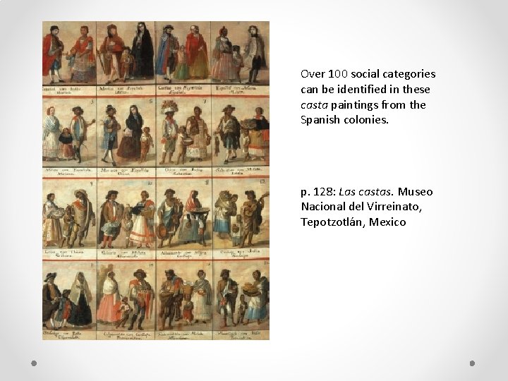 Over 100 social categories can be identified in these casta paintings from the Spanish