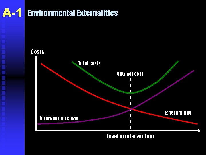 A-1 Environmental Externalities Costs Total costs Optimal cost Externalities Intervention costs Level of intervention