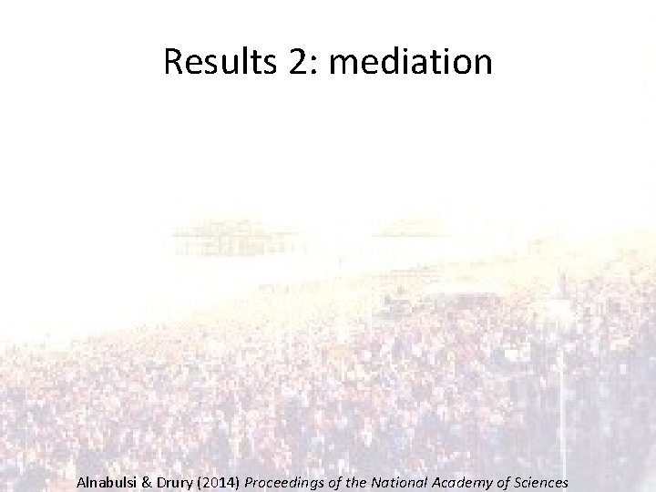 Results 2: mediation Alnabulsi & Drury (2014) Proceedings of the National Academy of Sciences