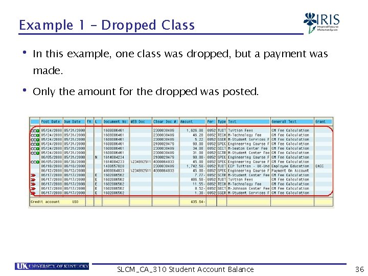 Example 1 – Dropped Class • In this example, one class was dropped, but