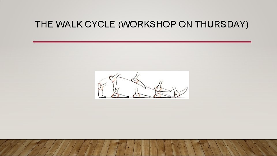 THE WALK CYCLE (WORKSHOP ON THURSDAY) THE WALK CYCLE (WORKSHOP ON THURSDAY)