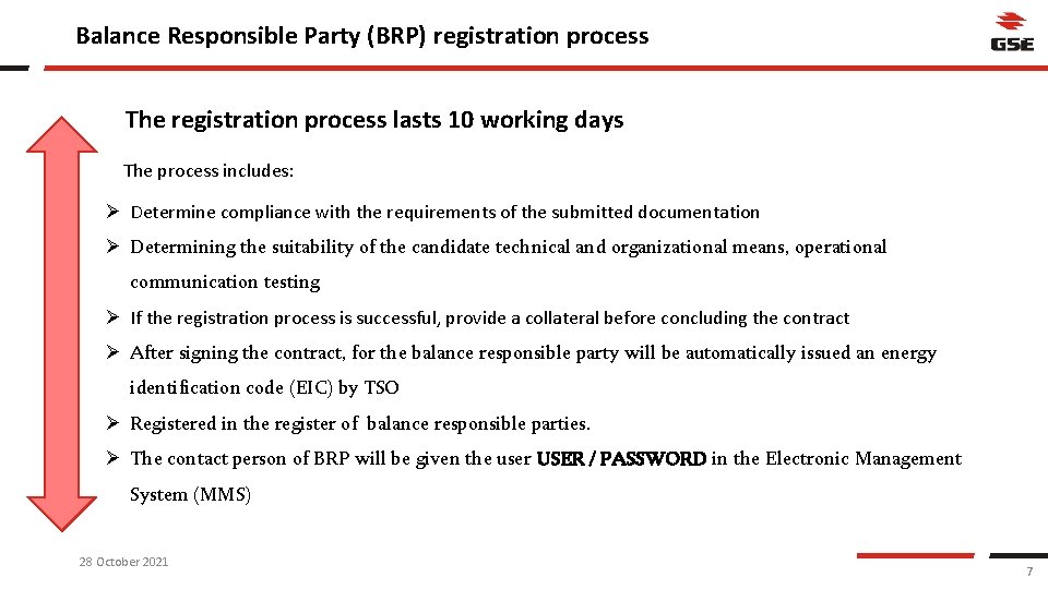 Balance Responsible Party (BRP) registration process The registration process lasts 10 working days The
