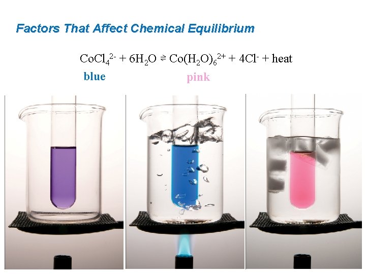 Factors That Affect Chemical Equilibrium Co. Cl 42 - + 6 H 2 O