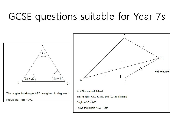 GCSE questions suitable for Year 7 s 