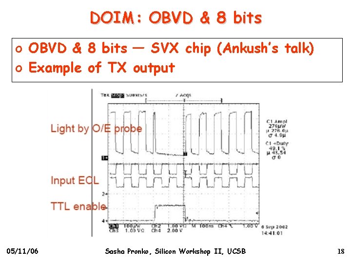 DOIM: OBVD & 8 bits o OBVD & 8 bits — SVX chip (Ankush’s