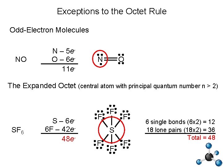 Exceptions to the Octet Rule Odd-Electron Molecules NO N – 5 e. O –
