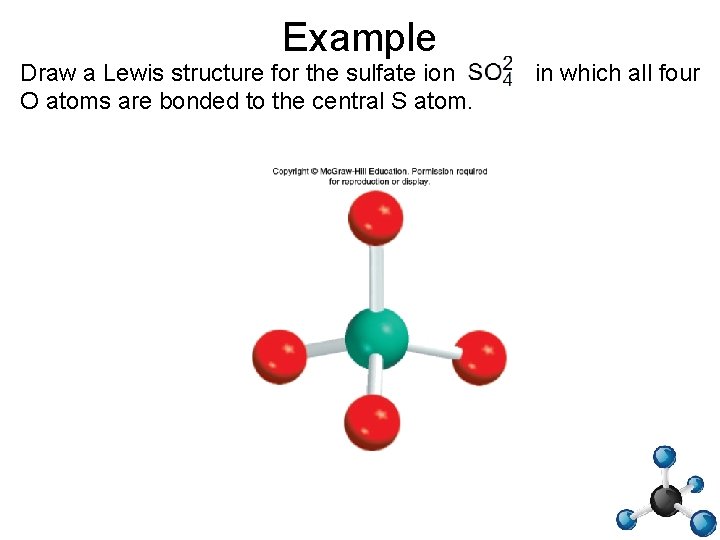 Example Draw a Lewis structure for the sulfate ion O atoms are bonded to