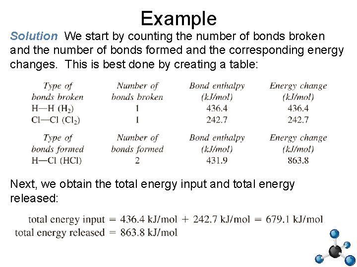 Example Solution We start by counting the number of bonds broken and the number