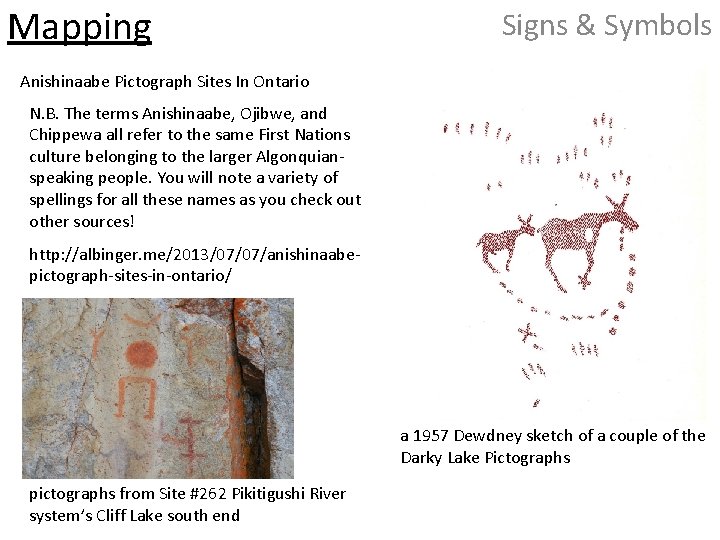 Mapping Signs & Symbols Anishinaabe Pictograph Sites In Ontario N. B. The terms Anishinaabe,