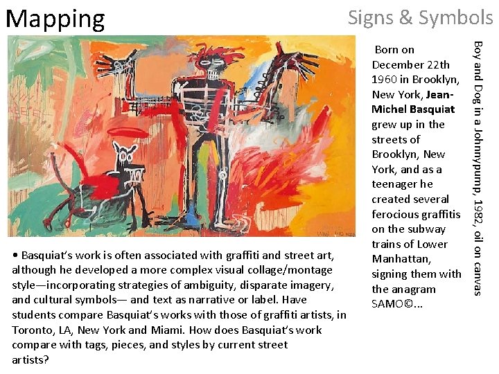 Mapping Born on December 22 th 1960 in Brooklyn, New York, Jean. Michel Basquiat