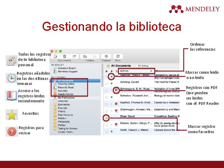 Gestionando la biblioteca Todos los registros de tu biblioteca personal Registros añadidos en las