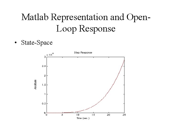 Matlab Representation and Open. Loop Response • State-Space 