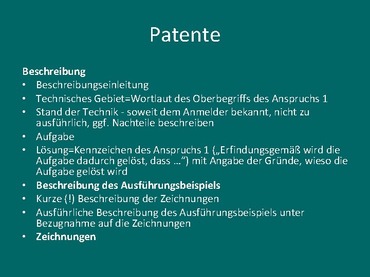 Patente Beschreibung • Beschreibungseinleitung • Technisches Gebiet=Wortlaut des Oberbegriffs des Anspruchs 1 • Stand