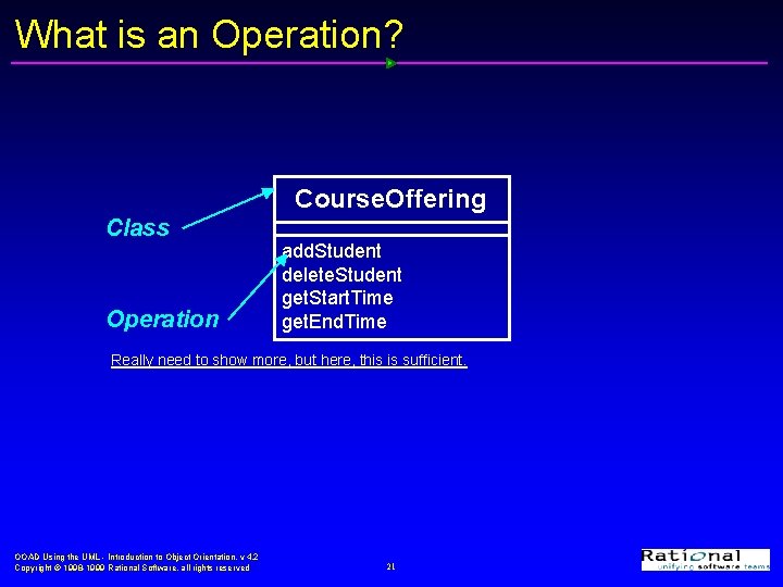 What is an Operation? Course. Offering Class Operation add. Student delete. Student get. Start.