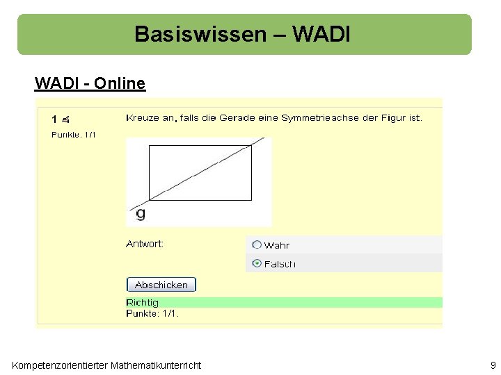 Basiswissen – WADI - Online Kompetenzorientierter Mathematikunterricht 9 
