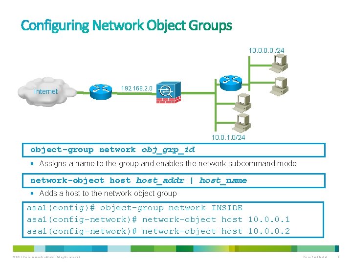 10. 0 /24 Internet 192. 168. 2. 0 10. 0. 1. 0/24 object-group network