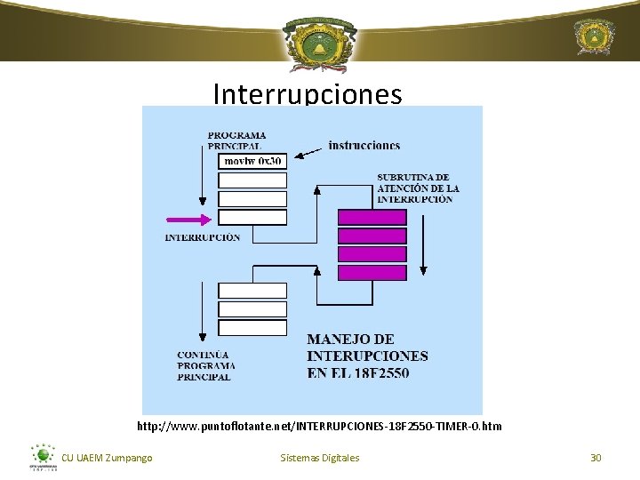 Interrupciones http: //www. puntoflotante. net/INTERRUPCIONES-18 F 2550 -TIMER-0. htm CU UAEM Zumpango Sistemas Digitales