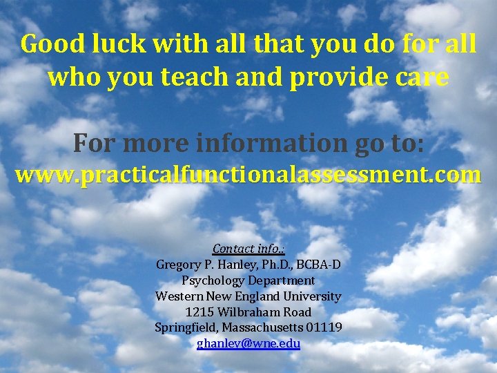 Good luck with all that you do for all who you teach and provide