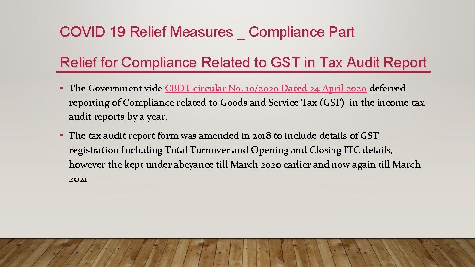 COVID 19 Relief Measures _ Compliance Part Relief for Compliance Related to GST in
