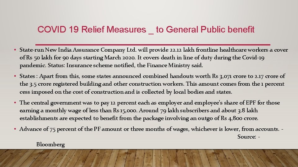 COVID 19 Relief Measures _ to General Public benefit • State-run New India Assurance