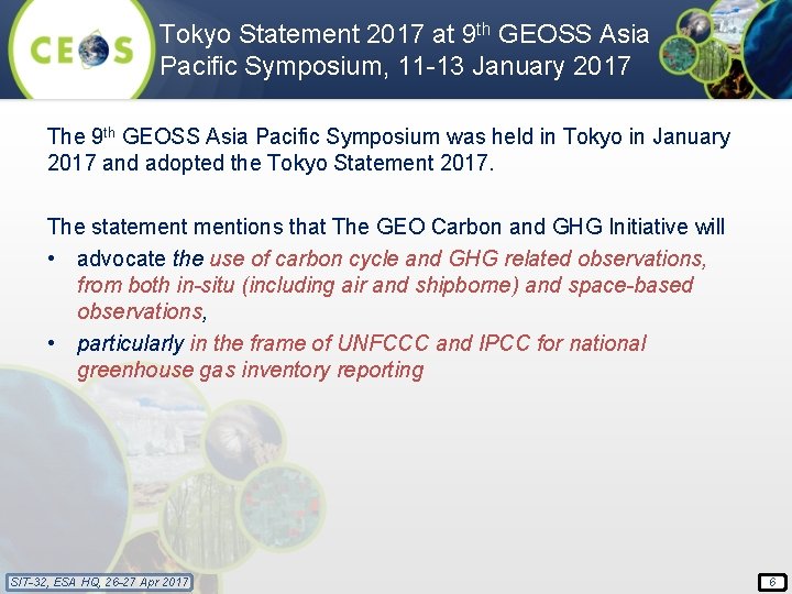 Tokyo Statement 2017 at 9 th GEOSS Asia Pacific Symposium, 11 -13 January 2017