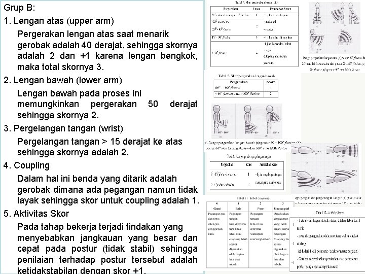 Grup B: 1. Lengan atas (upper arm) Pergerakan lengan atas saat menarik gerobak adalah