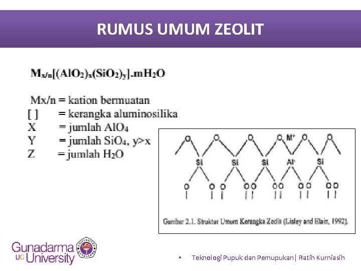 RUMUS UMUM ZEOLIT • Teknologi Pupuk dan Pemupukan| Ratih Kurniasih 