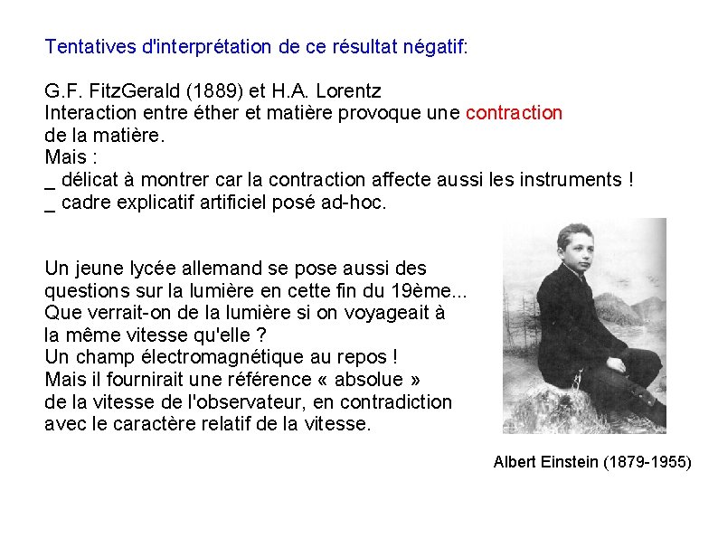 Tentatives d'interprétation de ce résultat négatif: G. F. Fitz. Gerald (1889) et H. A.