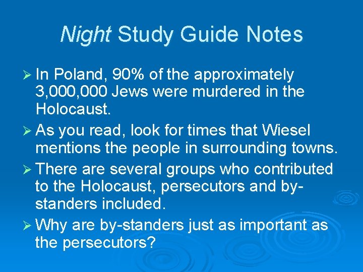 Night by Elie Wiesel Study Guide Notes Night
