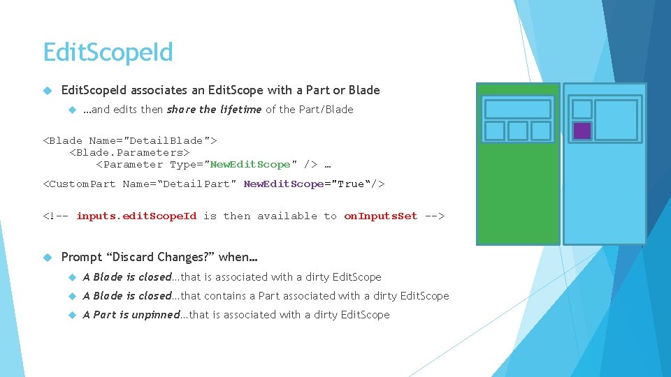 Edit. Scope. Id associates an Edit. Scope with a Part or Blade …and edits