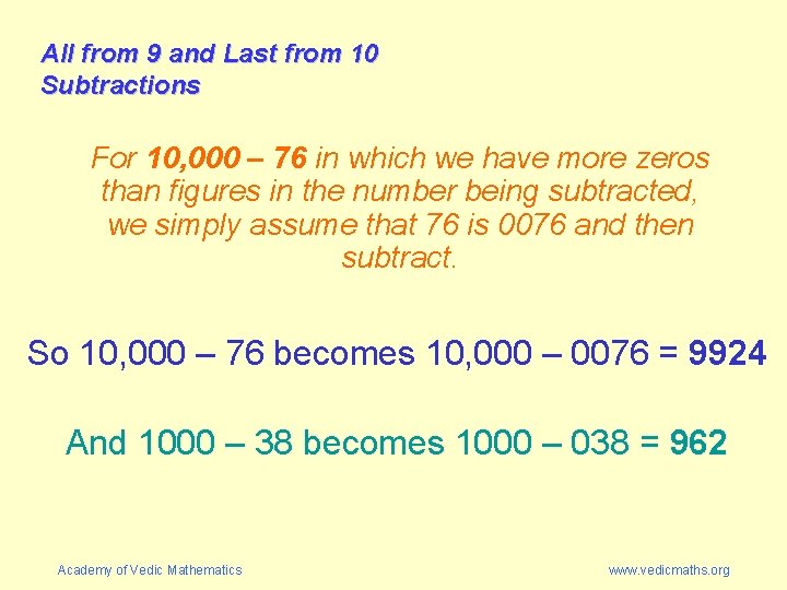 All from 9 and Last from 10 Subtractions For 10, 000 – 76 in