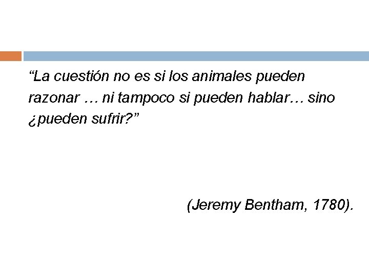 “La cuestión no es si los animales pueden razonar … ni tampoco si pueden