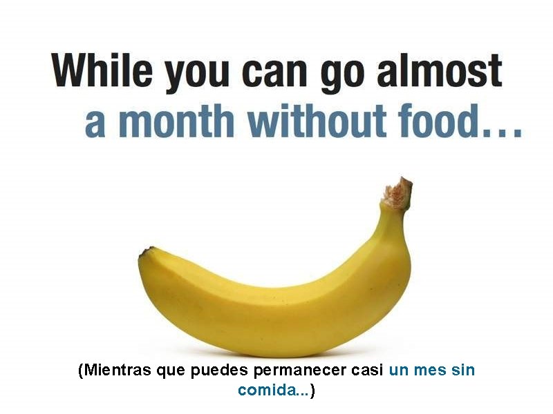 (Mientras que puedes permanecer casi un mes sin comida. . . ) 