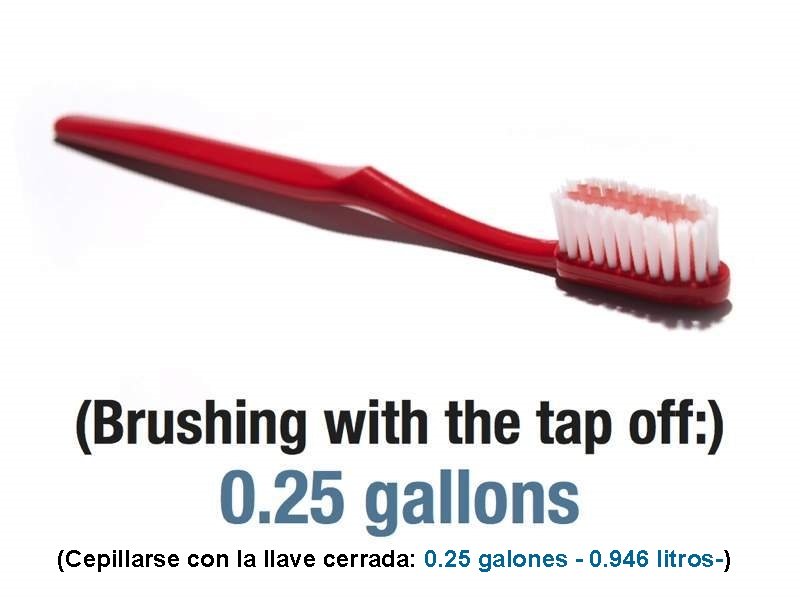 (Cepillarse con la llave cerrada: 0. 25 galones - 0. 946 litros-) 