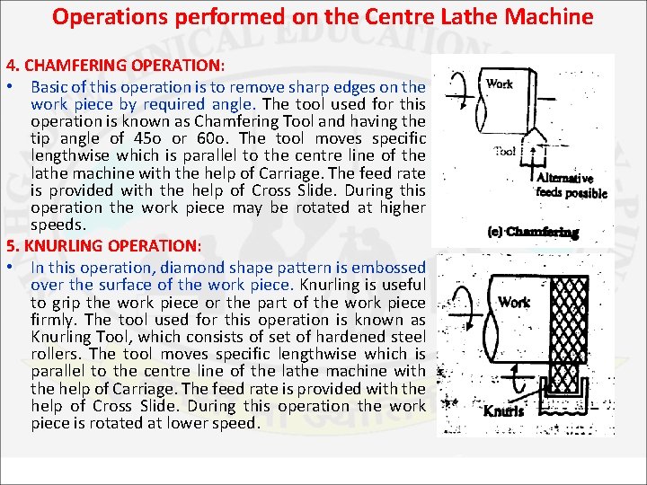 Operations performed on the Centre Lathe Machine 4. CHAMFERING OPERATION: • Basic of this