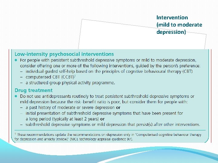 Intervention (mild to moderate depression) 