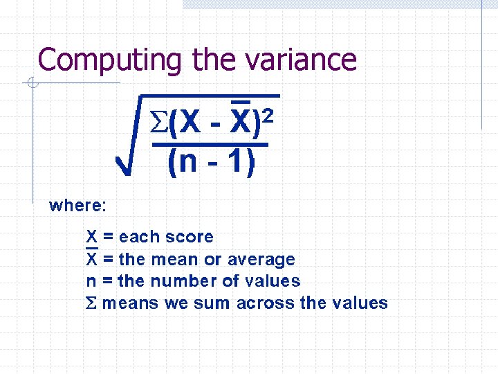 Computing the variance 