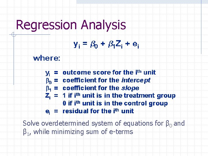 Regression Analysis Solve overdetermined system of equations for β 0 and β 1, while