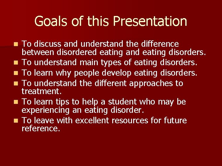 Goals of this Presentation n n n To discuss and understand the difference between