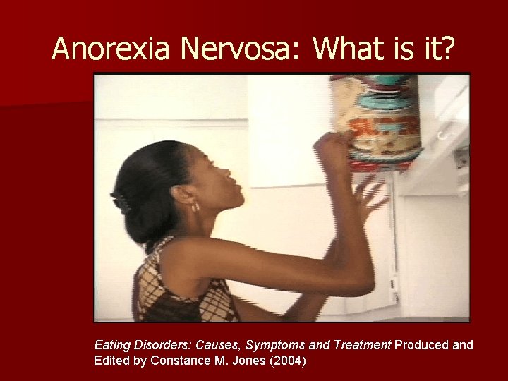 Anorexia Nervosa: What is it? Eating Disorders: Causes, Symptoms and Treatment Produced and Edited