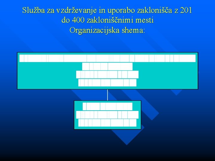 Služba za vzdrževanje in uporabo zaklonišča z 201 do 400 zakloniščnimi mesti Organizacijska shema: