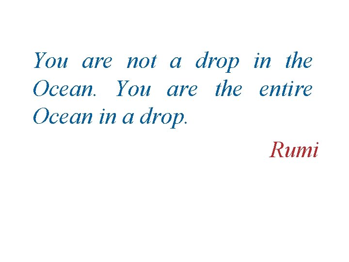 You are not a drop in the Ocean. You are the entire Ocean in