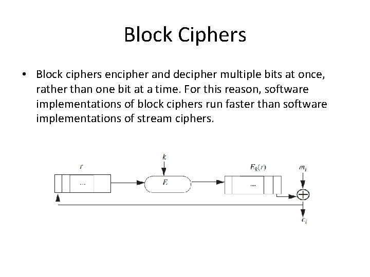 Block Ciphers • Block ciphers encipher and decipher multiple bits at once, rather than