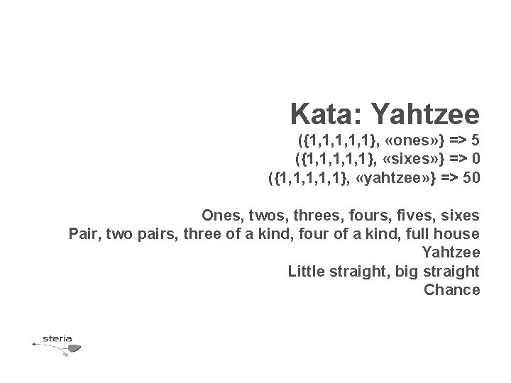 Kata: Yahtzee ({1, 1, 1}, «ones» } => 5 ({1, 1, 1}, «sixes» }