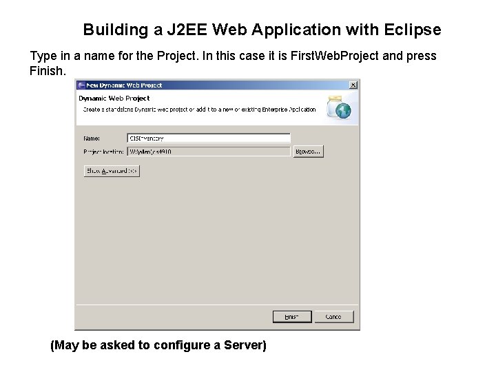 Building a J 2 EE Web Application with Eclipse Type in a name for